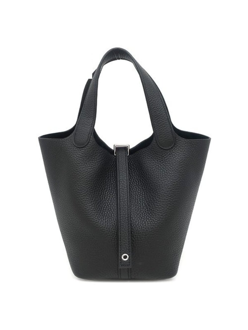 Hermes Handbag Picotin Lock 18 PM Taurillon Clemence Black Silver